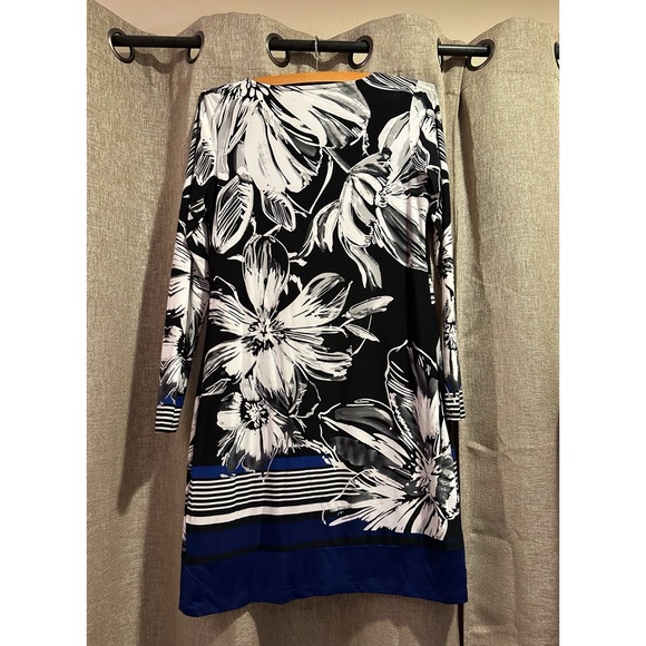 Like New INC Women's Floral Black and Blue Dress - Picture 2 of 2